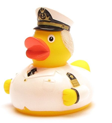 Duckshop I Kapitän Badeente I Quietscheentchen I Quietscheente I L: 8 cm I inkl. Badeenten-Schlüsselanhänger im Set