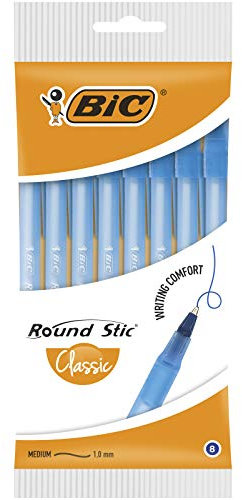 BIC Round Stic - Bolígrafo (8 unidades), color azul