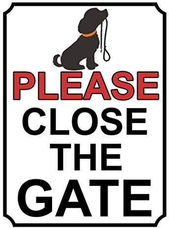 SHAWPRINT PLEASE CLOSE THE GATE METAL SIGN DOG THEME 200MM X 150MM (36H1) (10 x 8 (267mm x 200mm))