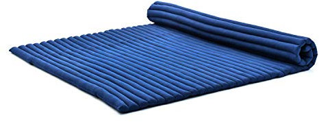 Leewadee Faltbare Bodenmatratze - Japanischer Rollbarer Futon - Tatami Faltmatte - Gästebett - Camping Matratze - Thai Massage Matte, Kapok Füllung, 190 x 145 cm, Blau