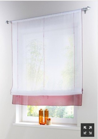 Yaland Voile Modernes Bändchenrollo mit farbigem Abschluss Küchen Transparentes Raffrollo Wohnzimmer Gardinenschals (BxH 80x155cm, rosa) 1 Stück