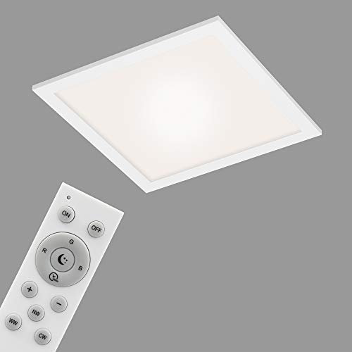 BRILONER Leuchten - LED Panel, WiFi Deckenleuchte dimmbar, RGB, App-Steuerung, inkl. Fernbedienung, Timerfunktion, Memoryfunktion, 18 Watt, 1.700 Lumen, Weiß, 295x295x61mm