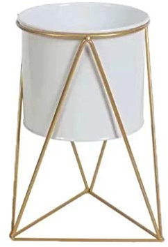 XUNXI Support de Pot de Fleur, Pot de Fleur géométrique en Fer métallique de Style Nordique, Ornements d'affichage de Plantes succulentes Or + Blanc