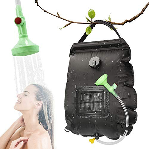 RANJIMA Borsa per Doccia Solare, 20L Borsa Doccia Solare da Campeggio, Portatile da Campeggio Borsa da Bagno con Tubo Rimovibile e Soffione Doccia Solare Bag per Campeggio Escursioni Spiaggia Nuoto