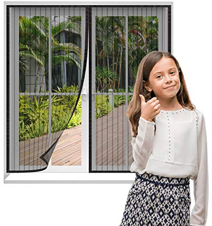 AMCER Zanzariera Magnetica 120x150cm, Tenda calamita zanzariera, Rete Anti Zanzare Anti Zanzare Calamite Tenda Porte per Balconi Portefinestre - Nero