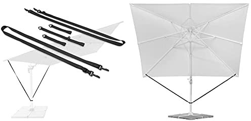 honju Home – Windsicherung für große Ampelschirme Kurbelschirme [Windstabil | Wetterfest | Passend für jeden Sonnenschirm mit Feststellschraube], Schwarz & Schneider Windsicherung für Ampelschirme