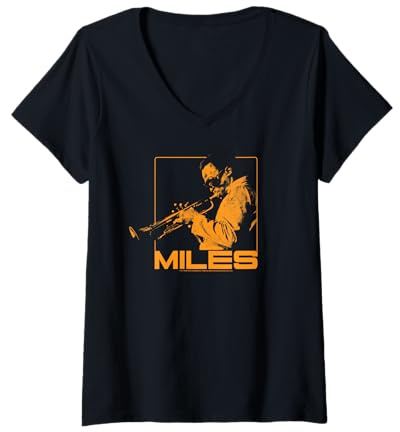 Damen Miles Davis Plays in Shades T-Shirt mit V-Ausschnitt