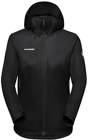 Mammut Ultimate VII SO Hooded Jacket Women | Outdoor Jacke für Damen, Wasserabweisende Softshelljacke, Funktionsjacke mit Kapuze, Gore-Tex Wanderjacke, Atmungsaktiv, Winddicht | Schwarz, S