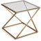 Versa Trento Beistelltisch für das Wohnzimmer, Schlafzimmer oder die Küche. Moderner, niedriger Tisch, Maßnahmen (H x L x B) 51 x 51 x 51 cm, Glas und Metall, Farbe: Gold