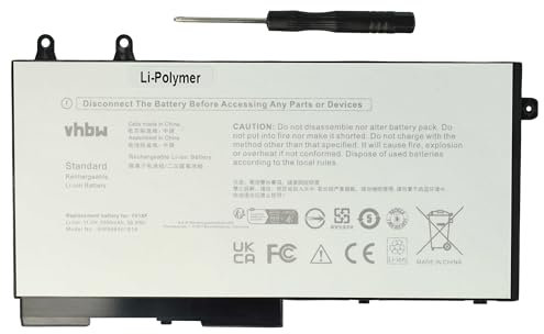 vhbw Batterie Compatible avec Dell Latitude 5510, 5511 Ordinateur Portable (3500mAh, 11,4V, Li-polymère)