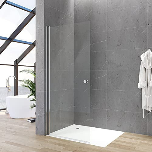 Duschabtrennung Duschwand Glas 95 x 187 cm Walkin Dusche Duschtür rahmenlos Drehtür Schwingtür begehbare Glaswand Echtglas 5 mm klar | ohne Magnetprofil-Set | ohne Duschwanne | ohne Nanobeschichtung