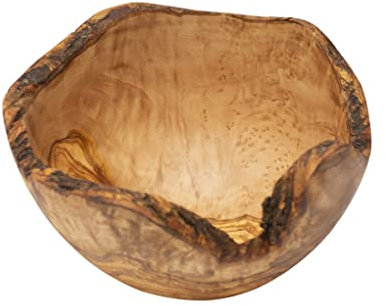 Bois d'olive, bois d'olive, coquilles irrégulières : faites à la main par Greek olive - Bol à fruits en bois - Bol à salade - Décoration d'intérieur et cadeau (30 cm)