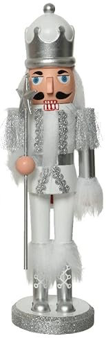 CHICCIE Nussknacker Weiß 8x7x28cm - Aufsteller Weihnachtsdeko Dekoration Figur