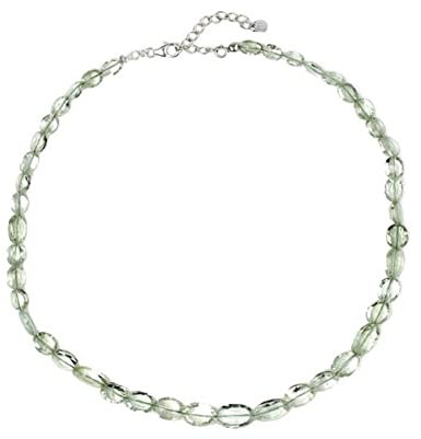 ELEDORO echter grüner Amethyst Halskette Collier für Damen aus Silber 925 Karabiner 45cm lang