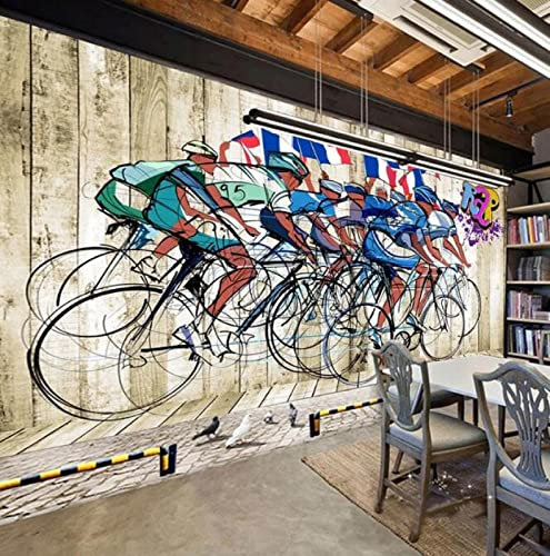 Tapete 3D Fahrrad Übung Wandbilder Moderne Mode Fitnessstudio Restaurant Hintergrund Wandtapete*430cmx300cm(169.3x118.1inch)