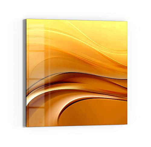 DEQORI Glas-Magnettafel | 30x30 cm groß | Motiv Goldener Fluss | Memo-Board aus Glas | Magnetboard inkl. Magnete, Stift & Tuch für Küche & Büro | Tafel magnetisch & beschreibbar