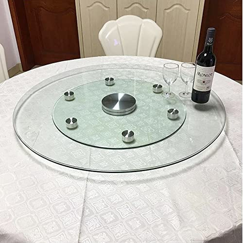 Piatto Girevole in Vetro Trasparente, Vassoio Rotante Grande Trasparente Lazy Susan da 60-100 cm con Ruote ausiliarie Anti-ribaltamento, Piatto da Portata da Cucina per Torte da Esposizione