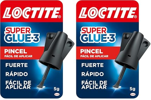 Loctite Super Glue-3 Pincel, pegamento transparente con pincel aplicador, adhesivo universal de triple resistencia, con fuerza instantánea y de fácil uso, 1x5 g, Paquete de 2