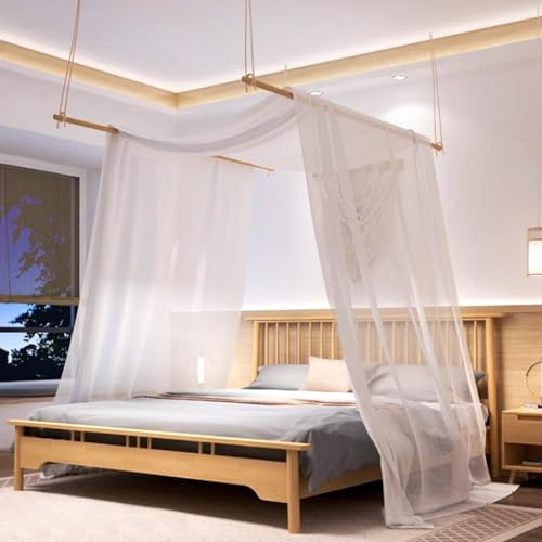 HanYun White Canopy Bed Scarf, Bed Frame Draperies Wedding Arch Drapery Fabric Decorative Bed Canopy Scarfs Curtain Drapes for Wedding Queen Full Bed Ceremony Reception Decorations (255.91in)