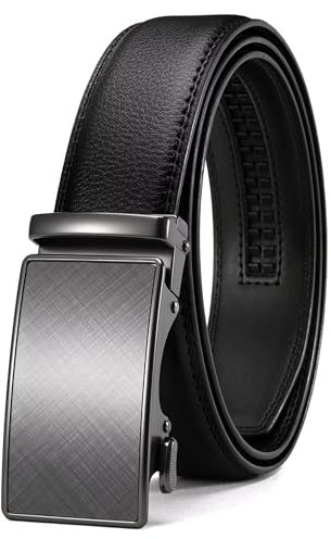 CHAOREN Automatik Gürtel Herren, Buckley Ledergürtel Ratsche Automatikschließe für Herren Business Anzug, 35mm Breit Gürtel Ohne Löcher, Größe Angepasst - Schwarz