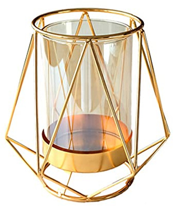 Gold Flower Vase Metal Stand, Gold Glass Vase for Home Decor, Modern Glass Vases with Metal Stand for Centerpieces Wedding Home Decor (2)