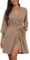PrinStory Waffle Dressing Gowns For Women Uk Short Women Robes Lightweight Bathrobes Soft Sleepwear Ladies Loungewear Nightwear (Khaki, M)