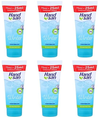 6x Handsan Winter Handcreme 2in1 24h Feuchtigkeit mit Shea & Cocoa Butter,100ml (6er Pack)