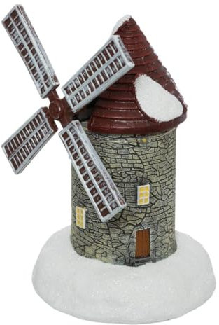 Feeric Lights et Christmas - Village de noël Lumineux Moulin animé h15cm 4 LED Blanc Chaud à Piles