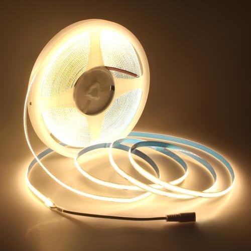 Aclorol COB Led Strip Light 15M 24V Led Rope Lights for Bedroom Warm White 3000K 320Leds/m CRI85+ Flexible Tape Lighting for Party Home Indoor Decor 15M (Power Supply & Dimmer Not Included)