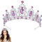 Snowtain Krone Mädchen, 1 Pcs Hochzeit Tiara,Kristall Tiara, Krone Geburtstag Tiara für Prinzessin Braut Prom Braut Party Hochzeit Haarreif für Frauen (Silber, Lila Strasssteine)