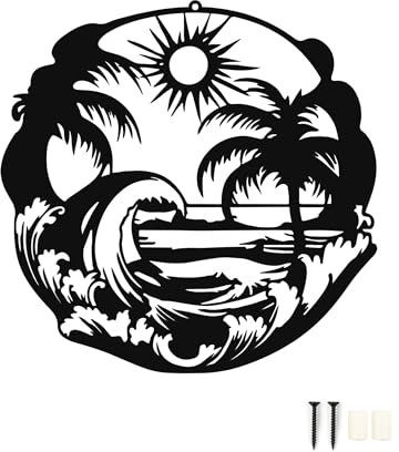 xyuayamz Decoration Murale Metal, Palmiers Deco Murale, Art Mural en Métal, Tentures Murales en Métal, Décoration Intérieure Extérieur pour Chambre Salon Bureau Jardin, Noir, 28.5 x 28.5cm