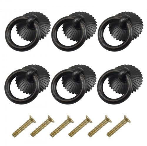 6 Stück Schrankgriffe Vintage, Antik Schublade Ziehen Ring Griffe, Küchenschrank Kleiderschrank Knopf, Schubladengriffe für Möbel Schrank Kommode Tür möbelknauf Schubladen Ring-Ösen Griffe