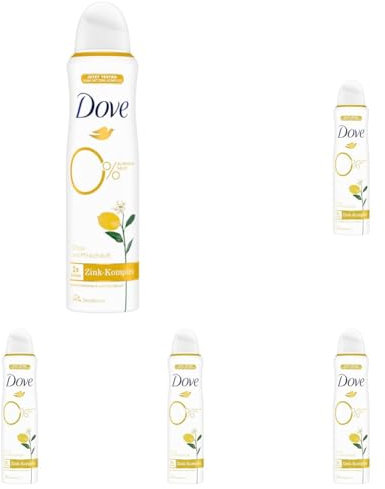 Dove Deodorant-Spray Citrus- und Pfirsichduft Deo mit pflegendem Zink-Komplex und 0% Aluminiumsalzen 150 ml (Packung mit 5)