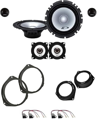 Kit 6 Casse ALPINE SXE-1750S + SXE-1025S per Fiat 500 dal 2007 al 2016 con 2 Supporti Anteriori, 2 Supporti Posteriori e 4 Connettori