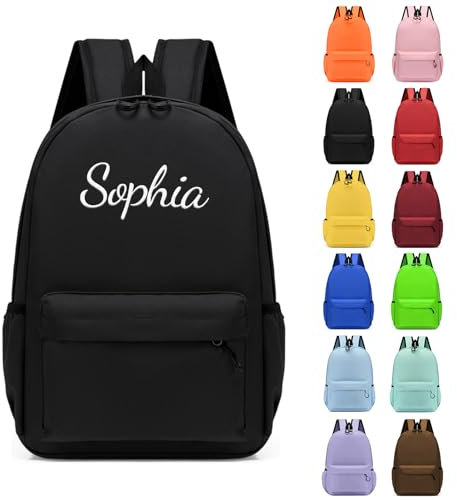Personalisierte Rucksack Kinder, Rucksack Kleinkind mit Gestickt Name, Kinderrucksack für Mädchen Junge, Kinderrucksäcke Schulranzen Tasche für Kita Kindergarten Grundschule Vorschule (Schwarz)
