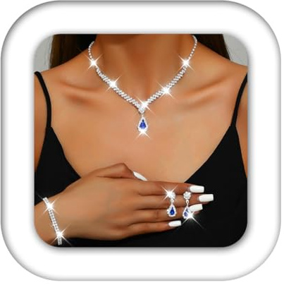 Zoestar Brautschmuck-Set für Hochzeit, Strass, Halskette, Ohrringe, Armband, formeller Modeschmuck für Damen
