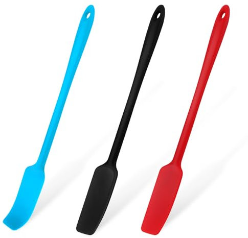 ElevateTech 3Pcs Silicone Jar Spatulas Heat Resistant Rubber Spatulas Non-Stick Silicone Spatula Sourdough Spoon Baking Accessories Suspensibility Stirring Suitable Cooking Fish Eggs