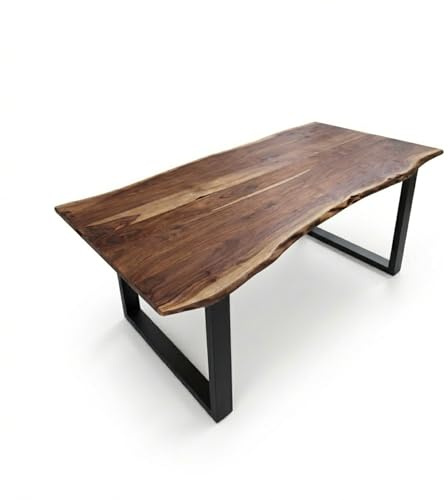Bett11 Esstisch 180x90 cm Akazie massiv Nussbaum U-Gestell Schwarz