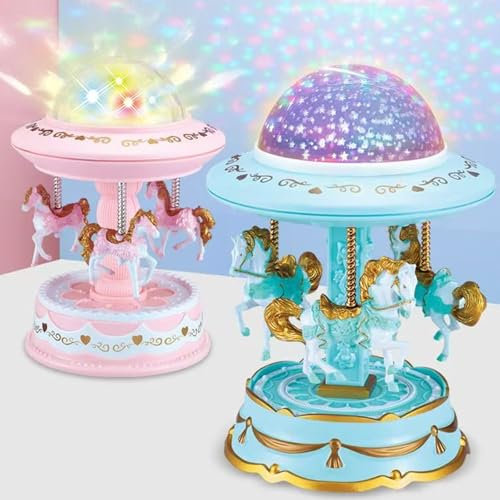 Night Light Projector for Kids,4 Films Star Projector,Carousel Music Box Led Lights,360° Silent Rotation Night Light for Nursery, Bedroom,Room Decor,Kids,Baby Girls, Birthday, Christmas Gifts (Pink)