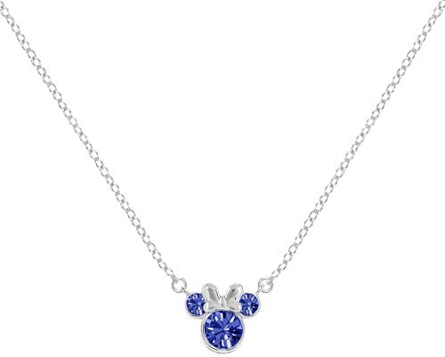 STERLING SILVER 925 MINNIE MOUSE SEPTEMBER BIRTHSTONE CRYSTAL NECKLACE
