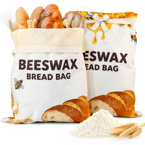 OHIYO Bolsas de pan de cera de abejas, Bolsas Reutilizables Naturales de Cera de Abejas para Pan de Masa Madre, Conservan la Frescura para Pan Casero, Elementos Esenciales para