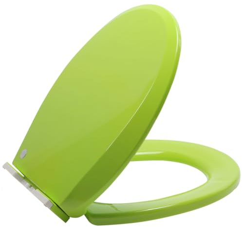 ZYGPH Green Round Toilet Seat with Quick Release Hinges Soft Close Mechanism Easy Clean O-Shaped Design 36x41cm Quiet and Slow Close Lid Ideal for Bathroom Upgrade