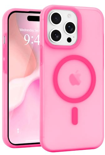 Micoden for iPhone 14 Pro Case Silicone Clear Compatible with Magsafe | Soft Skin-feel Translucent Matte,Raised Camera Shockproof Protective,Cute Slim Magnetic Cover for Men Women-Hotpink