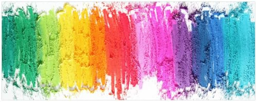 Wallario Küchenrückwand selbstklebend 115 x 50 cm, Motiv: Regenbogenstreifen auf weißem Hintergrund - Bunter Anstrich | Spritzschutz abwischbar & pflegeleicht