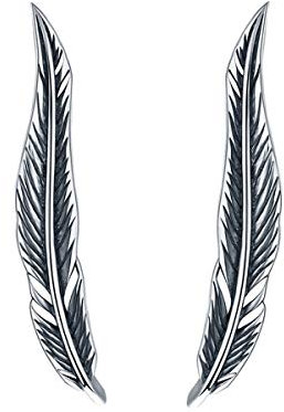 SLUYNZ Boucles d'oreilles grimpantes rétro en argent sterling 925 avec plumes pour femme, Argent sterling, Zircone cubique