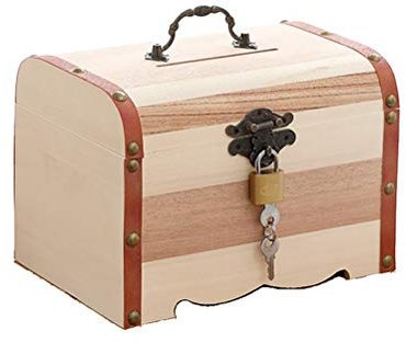 VORCOOL Wood Coin Saving Bank Box Wooden Money Bank Treasure Box Organizer with Lock