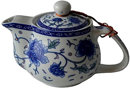 China qinghua ci Teapot, 500ml, Blue and White, Porcelain, With Stainless Infuser, Classic Peony Design