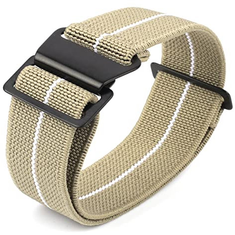 Onthelevel Parachute Tasche für NATO Nylon elastisch Uhrenarmband 18 mm 20 mm 22 mm Uhrenarmband 20mmm khaki white-black buckle