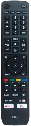 MYHGRC Replacement Hisense TV Remote Control EN3G39 for all Hisense Smart LED LCD TV - No setup required