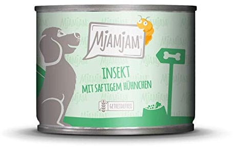 MjAMjAM - Premium Nassfutter für Hunde - Insekt mit saftigem Hühnchen, 6er Pack (6 x 400 g), getreidefrei mit Insektenprotein